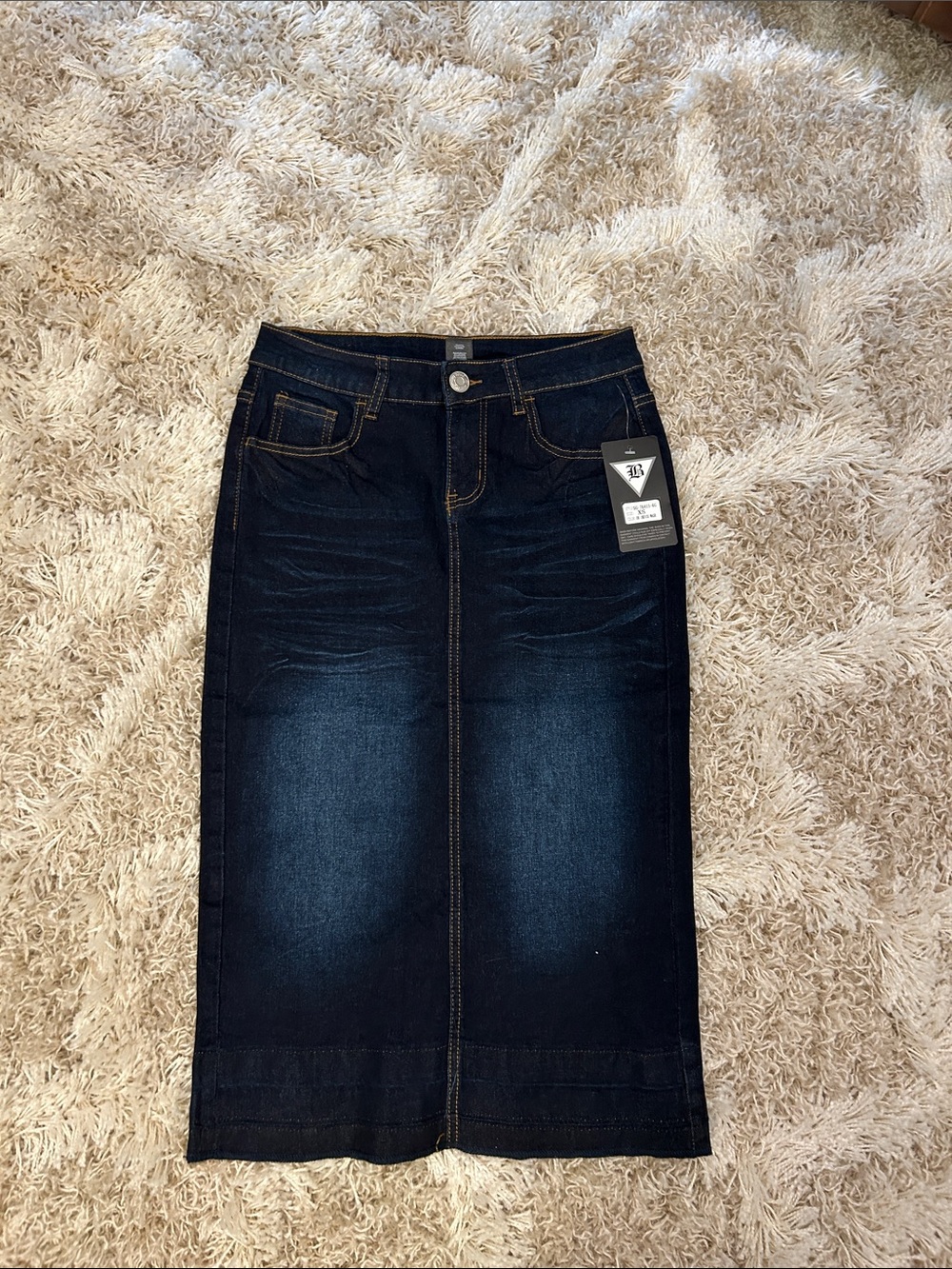 Women’s Be Girl Denim Jean Modest Skirt XS NWT